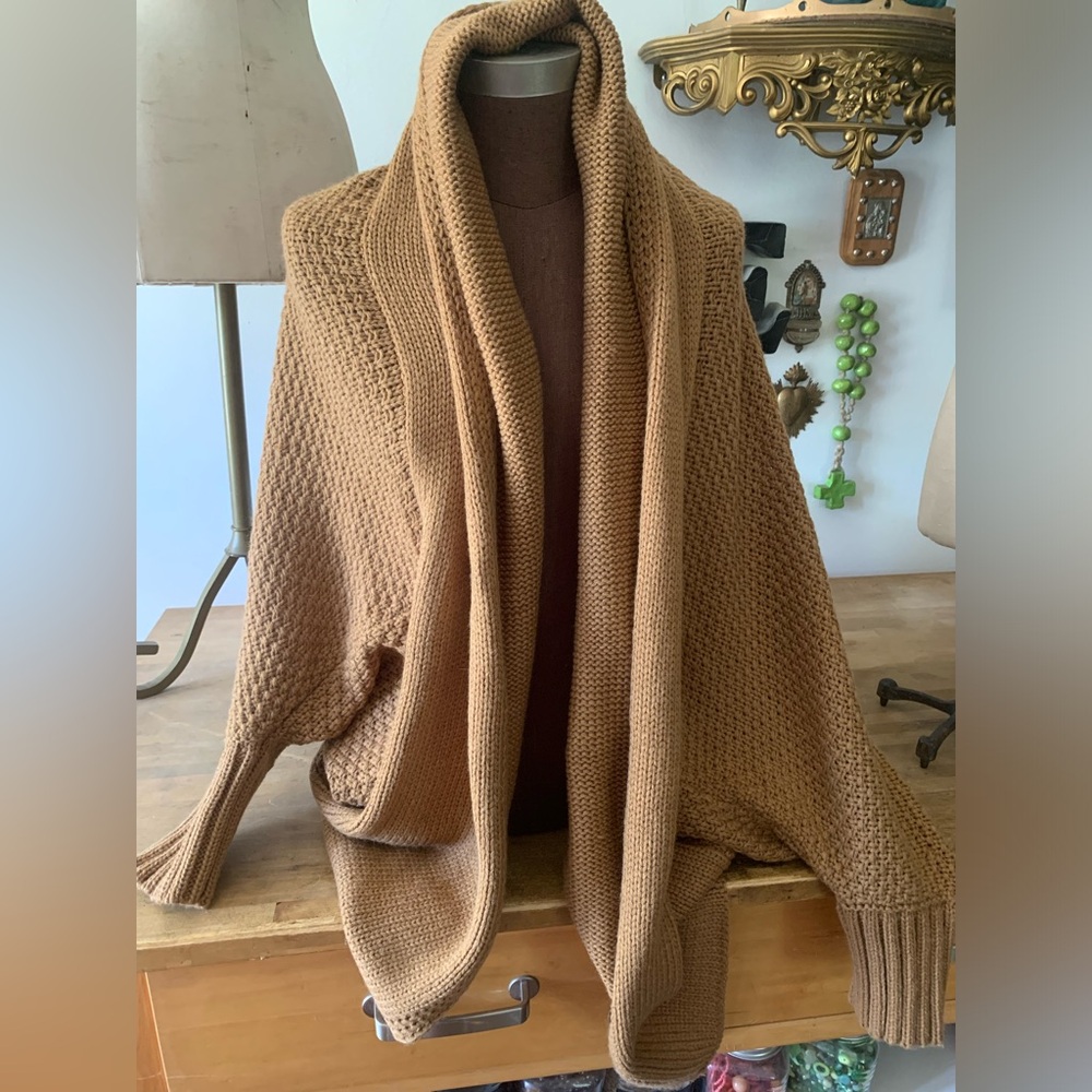 UMGEE brown crochet knit dolman sleeve sweater cardigan